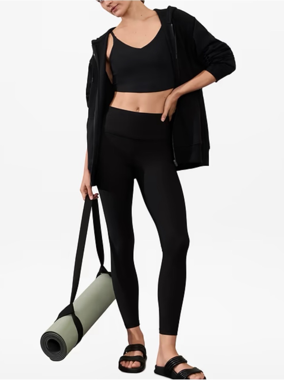 π¦ Athleta| Like-New Elation Rib Tight Leggings Black Size M High Rise Ribbed - Picture 1 of 9